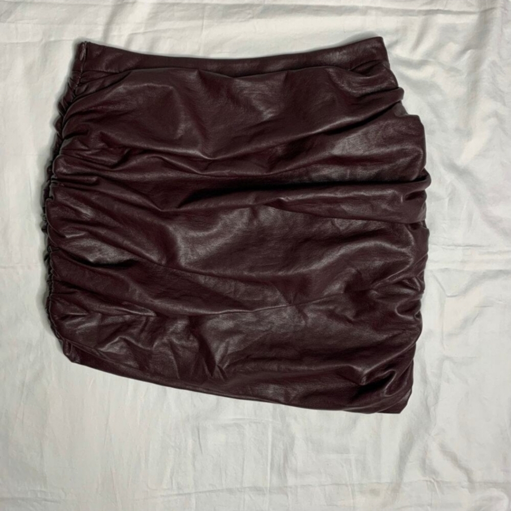 NWT Lulus Cool Factor Ruched vegan Leather Mini Skirt XL